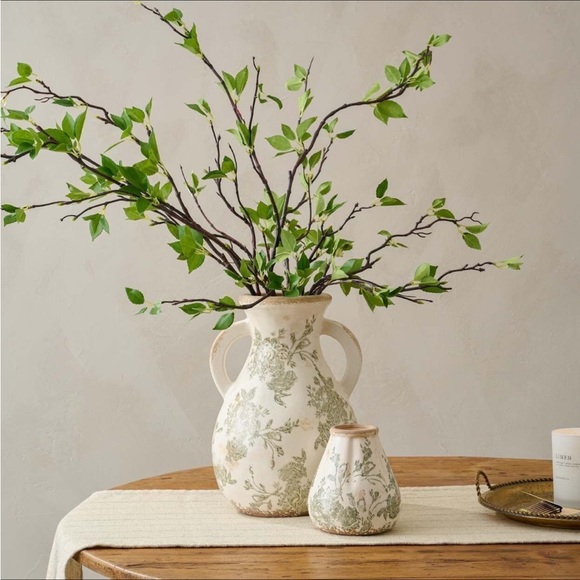 Distressed Floral Vase with Handles - Magnolia - Picture 2 of 11